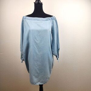 Annabelle the Collections Women Dress Medium Tunic Off-shoulder Casual Boho Blue